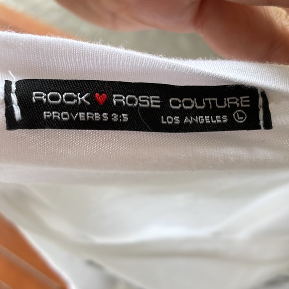 Rock Rose Couture Daisy Cropped Tee Shirt Feel the Love Size Large - Picture 7 of 7